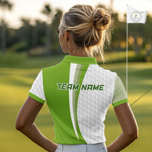 Load image into Gallery viewer, Green Golf Course Pattern Golf Polo Shirts For Women Custom Team Name White Golf Ball Jersey NYN3258