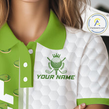 Load image into Gallery viewer, Green Golf Course Pattern Golf Polo Shirts For Women Custom Team Name White Golf Ball Jersey NYN3258