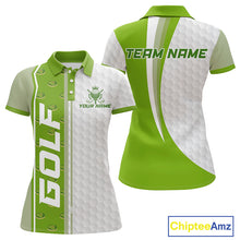 Load image into Gallery viewer, Green Golf Course Pattern Golf Polo Shirts For Women Custom Team Name White Golf Ball Jersey NYN3258