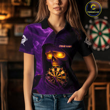 Load image into Gallery viewer, Custom Purple-Yellow Grim Reaper Halloween Women Dart Polo Shirt Dart Tournament Jersey NYN1449