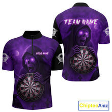 Load image into Gallery viewer, Custom Purple Ravens Grim Reaper Halloween Men Dart 1/4-Zip Shirt Dart Team Jersey NYN1450