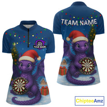 Load image into Gallery viewer, Custom Funny Dragon Dartboard Christmas Dart 1/4-Zip Shirt For Women Xmas Gift Dart Jersey NYN1455