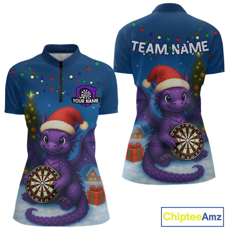 Custom Funny Dragon Dartboard Christmas Dart 1/4-Zip Shirt For Women Xmas Gift Dart Jersey NYN1455