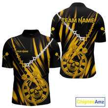 Load image into Gallery viewer, Custom White Chain Yellow Skull Dartboard Dart Men 1/4-Zip Jerseys Grunge Dart Shirt NYN1716