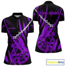 Load image into Gallery viewer, Custom White Chain Purple Skull Dartboard Dart Women 1/4-Zip Jerseys Grunge Dart Shirt NYN1717