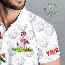 Load image into Gallery viewer, Tired Flamingo Watermelon Pattern Mens Golf Polo Shirts Custom Funny Golfing Flamingo Golf Shirts NYN2882