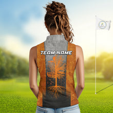 Load image into Gallery viewer, Disc Golf Basket Grunge Orange Womens Disc Golf Sleeveless Polo Shirts Custom Disc Golf Jerseys For Men NYN3112