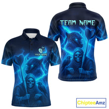 Load image into Gallery viewer, Custom Panther Lightning Blue Grim Reaper Dart Polo Shirt For Men Outfit Dart Team Jersey NYN1477