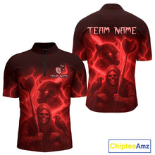 Load image into Gallery viewer, Custom Panther Lightning Red Grim Reaper Dart 1/4-Zip Shirt For Men Outfit Dart Team Jersey NYN1478