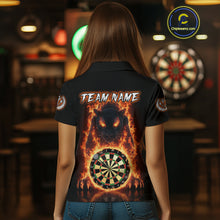 Load image into Gallery viewer, Custom Fire Flame Dartboard Horror Panther Dart Women Polo Jerseys Red Flame Dart Shirts NYN1732