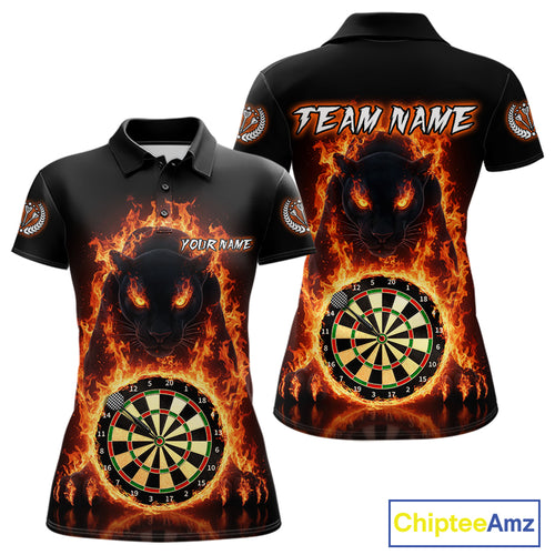 Custom Fire Flame Dartboard Horror Panther Dart Women Polo Jerseys Red Flame Dart Shirts NYN1732