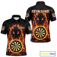 Load image into Gallery viewer, Custom Fire Flame Dartboard Horror Panther Dart Men Polo Jerseys Red Flame Dart Shirts NYN1732