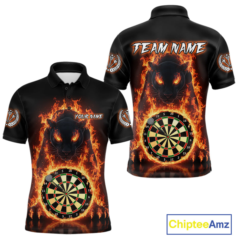 Custom Fire Flame Dartboard Horror Panther Dart Men Polo Jerseys Red Flame Dart Shirts NYN1732