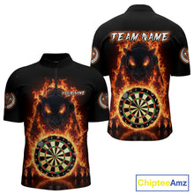Load image into Gallery viewer, Custom Fire Flame Dartboard Horror Panther Dart Men Quarter-Zip Jerseys Red Flame Dart Shirts NYN1732