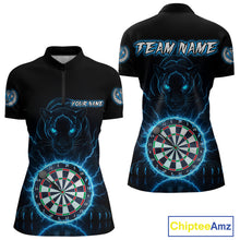 Load image into Gallery viewer, Custom Lightning Blue Dartboard Horror Panther Dart Women Quarter-Zip Jerseys Outfits Dart Shirts NYN1733