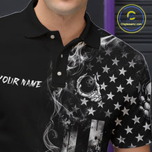 Load image into Gallery viewer, Smoke American Flag Mens Bowling Polo 1/4-Zip Shirt Custom Skeleton Youth Bowling Outfits | White NYN3286
