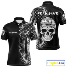 Load image into Gallery viewer, Smoke American Flag Men Bowling Polo Shirt Custom Skeleton Youth Bowling Outfits