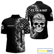 Load image into Gallery viewer, Smoke American Flag Men Bowling 1/4-Zip Shirt Custom Skeleton Youth Bowling Outfits