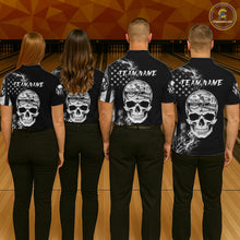Load image into Gallery viewer, Smoke American Flag Mens Bowling Polo 1/4-Zip Shirt Custom Skeleton Youth Bowling Outfits | White NYN3286