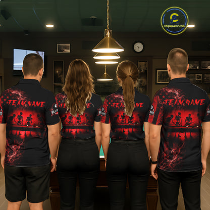 Red Smokes American Flag 8 Ball Billiard Pool Shirt For Men Custom Billiard Skeleton Team Appeal NYN3287