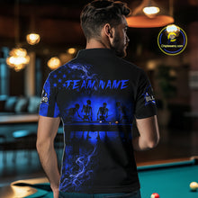 Load image into Gallery viewer, Blue Smokes American Flag 8 Ball Billiard Pool Shirt For Men Custom Billiard Skeleton Team Appeal NYN3288