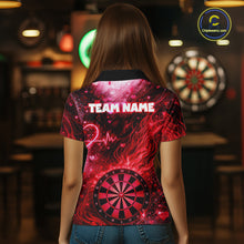 Load image into Gallery viewer, Heart Beat Red Grunge Flame Dartboard Women Darts Valentine Shirt Custom Dart Polo Couple Gifts NYN2535