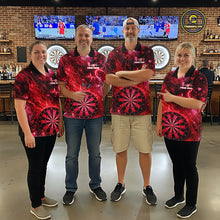 Load image into Gallery viewer, Heart Beat Red Grunge Flame Dartboard Women Darts Valentine Shirt Custom Dart Polo Couple Gifts NYN2535