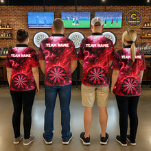 Load image into Gallery viewer, Heart Beat Red Grunge Flame Dartboard Women Darts Valentine Shirt Custom Dart Polo Couple Gifts NYN2535