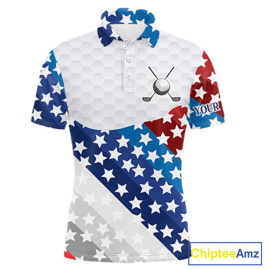 Mens Golf Polo Shirts Star Pattern Custom Patriotic Golf Team Shirts For Men, Golf Gifts NYN2915