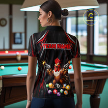 Load image into Gallery viewer, Black And Red Grunge Rooster Gun 8 Ball Women Billiard Polo Shirts Custom Funny Billiard Team Apparel NYN3297