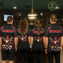 Load image into Gallery viewer, Black And Red Grunge Rooster Gun 8 Ball Women Billiard Polo Shirts Custom Funny Billiard Team Apparel NYN3297