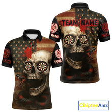 Load image into Gallery viewer, Custom Horror Cobra Skull Dartboard Dart Polo Shirt For Men Patriotic Dart Team Jersey NYN1500