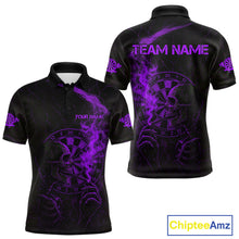 Load image into Gallery viewer, Purple Smoking Skeleton Bone Grunge Dartboard Custom Men Polo Dart Jerseys Dart Gifts NYN2035