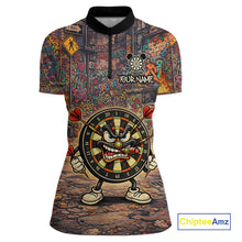 Load image into Gallery viewer, Funny Dartboard Smoking Women Darts Team Shirt Personalized Graffiti Dart Quarter-Zip Jerseys NYN2554