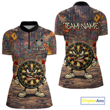 Load image into Gallery viewer, Funny Dartboard Smoking Women Darts Team Shirt Personalized Graffiti Dart Quarter-Zip Jerseys NYN2554