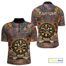 Load image into Gallery viewer, Funny Dartboard Smoking Men Darts Team Shirt Personalized Graffiti Dart Quarter-Zip Jerseys NYN2554