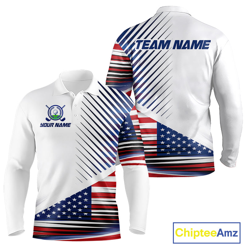 Patriotic Mens Golf Shirts Golf Clothing Custom American Flag Polo Shirt, Gifts For The Golfer NYN2932