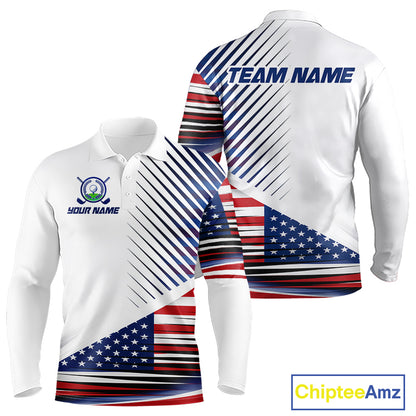 Patriotic Mens Golf Shirts Golf Clothing Custom American Flag Polo Shirt, Gifts For The Golfer NYN2932