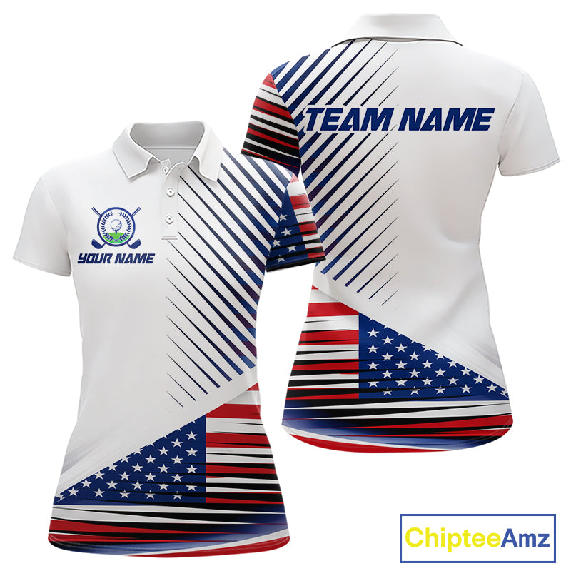 Patriotic Women Golf Shirts Golf Clothing Custom American Flag Polo Shirt, Gifts For The Golfer NYN2932