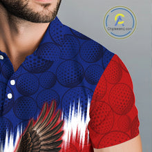 Load image into Gallery viewer, Red Blue American Flag Eagle Golf Polo Shirts For Men Custom Patriotic Golf Team Jersey NYN3330