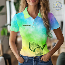 Load image into Gallery viewer, Tie Dye Golf Shirt Custom Rainbow Colorful Smoke Golf Clothing For Women Golf Team Outfits NYN3333