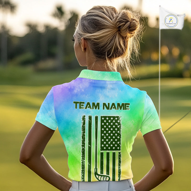 Tie Dye Golf Shirt Custom Rainbow Colorful Smoke Golf Clothing For Women Golf Team Outfits NYN3333