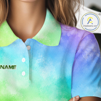 Tie Dye Golf Shirt Custom Rainbow Colorful Smoke Golf Clothing For Women Golf Team Outfits NYN3333
