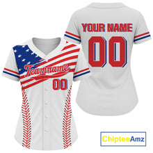 Load image into Gallery viewer, Custom USA Flag Patriotic Baseball Shirt For Women Outfits American Baseball Jerseys NYN1517