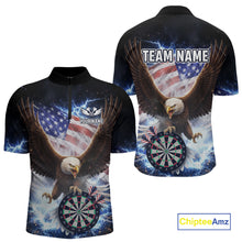 Load image into Gallery viewer, US Flag Smoke Eagle Lightning Dartboard Men Darts Shirt Personalized Patriotic Dart Quarter-Zip Jerseys NYN2575