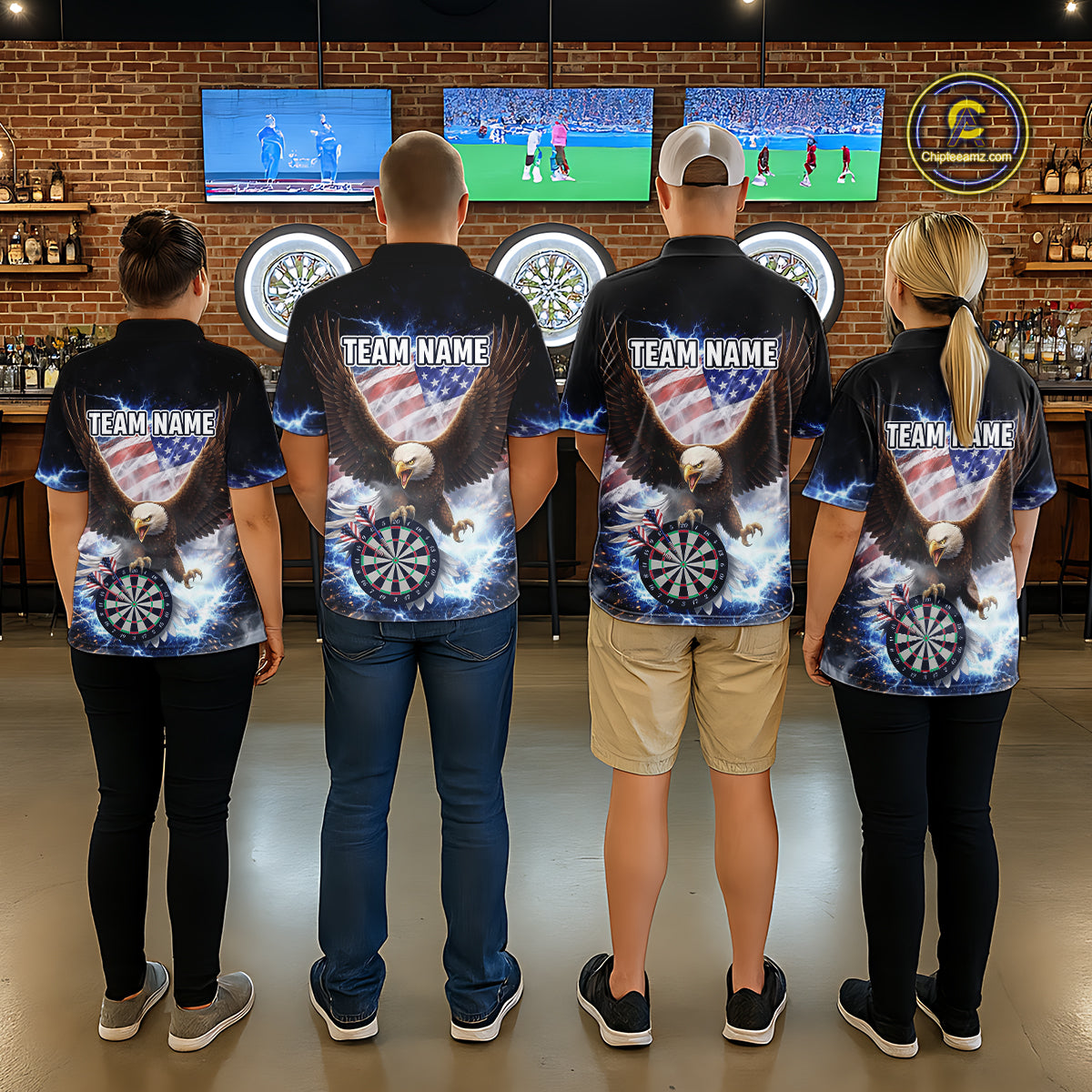 US Flag Smoke Eagle Lightning Dartboard Women Darts Shirt Personalized Patriotic Dart Polo Jerseys NYN2575