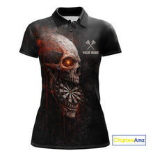 Load image into Gallery viewer, Horror Orange Splatter Grunge Skull Dartboard Dart Polo Shirts For Women Custom Dart Team Jerseys NYN2727