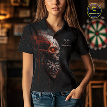 Load image into Gallery viewer, Horror Orange Splatter Grunge Skull Dartboard Dart Polo Shirts For Women Custom Dart Team Jerseys NYN2727