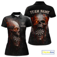 Load image into Gallery viewer, Horror Orange Splatter Grunge Skull Dartboard Dart Polo Shirts For Women Custom Dart Team Jerseys NYN2727
