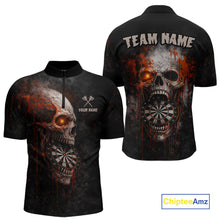 Load image into Gallery viewer, Horror Orange Splatter Grunge Skull Dartboard Dart Quarter-Zip Shirts For Men Custom Dart Team Jerseys NYN2727